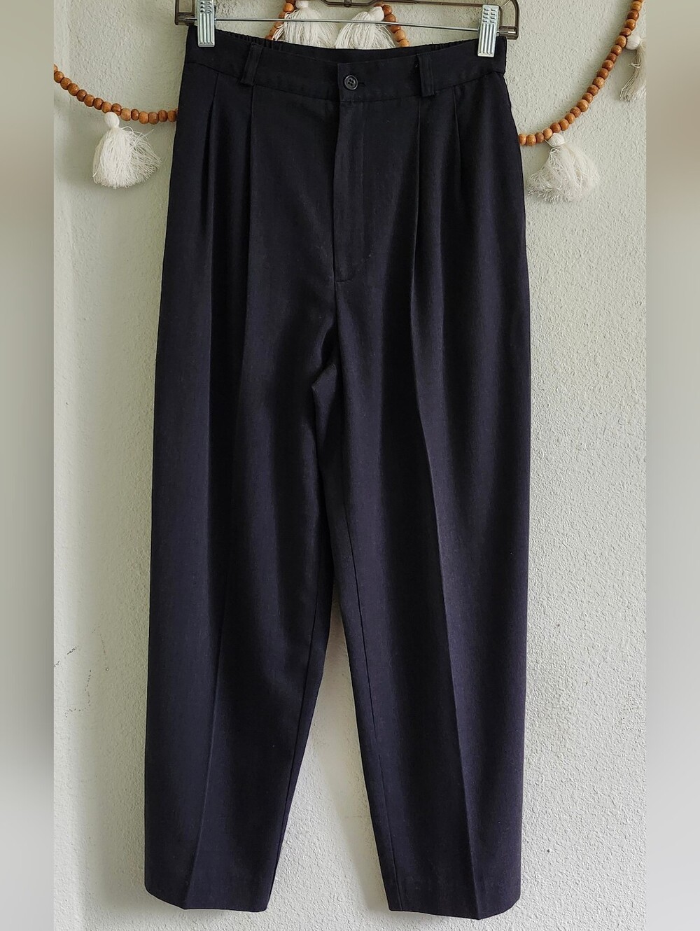 Petite Sophisticate Vintage High Rise Black Trousers